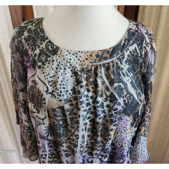 f2 Cato Woman's green pattern blouse - Picture 3 of 12